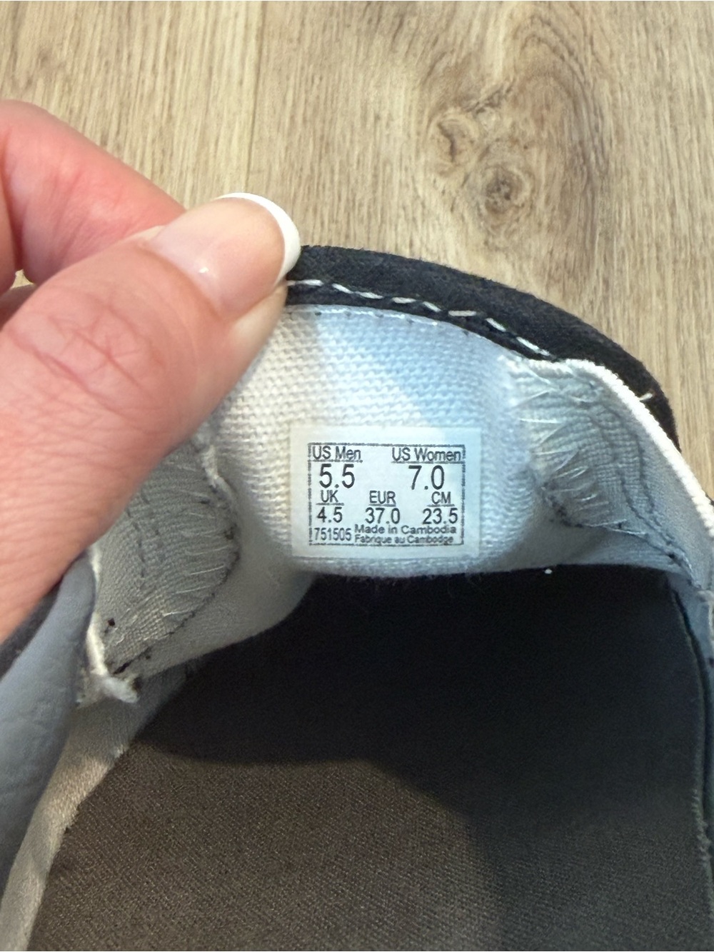 Vans Slip-On Checkerboard Sneakers in Black and Gray - Picture 5 of 5